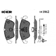 181862 ICER Комплект тормозных колодок, дисковый тормоз