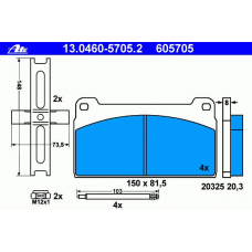 13.0460-5705.2 ATE Колодки тормозные
