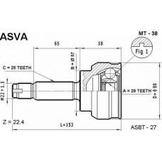 MT-38 ASVA Шарнирный комплект, приводной вал