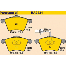 BA2231 BARUM Комплект тормозных колодок, дисковый тормоз