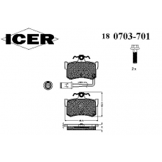 180703-701 ICER Комплект тормозных колодок, дисковый тормоз