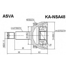 KA-NSA48 ASVA Шарнирный комплект, приводной вал