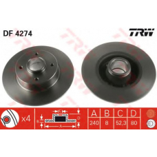 DF4274 TRW Тормозной диск