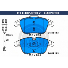 B1.G102-0893.2 GALFER Комплект тормозных колодок, дисковый тормоз