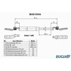 BGS10904 BUGIAD Газовая пружина, крышка багажник