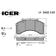 151042-110 ICER Комплект тормозных колодок, дисковый тормоз