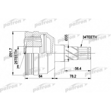 PCV2253 PATRON Шарнирный комплект, приводной вал