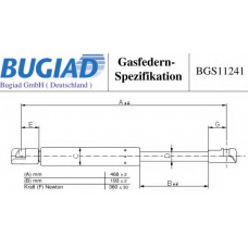 BGS11241 BUGIAD Газовая пружина, крышка багажник