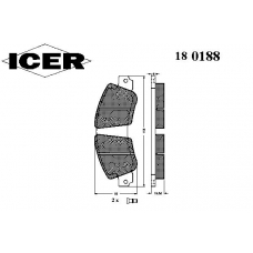 180188 ICER Комплект тормозных колодок, дисковый тормоз