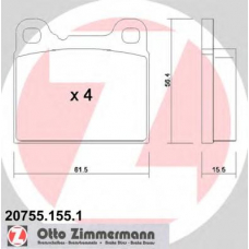 20755.155.1 ZIMMERMANN Комплект тормозных колодок, дисковый тормоз