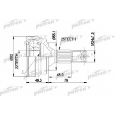 PCV1015 PATRON Шарнирный комплект, приводной вал