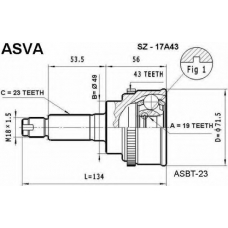 SZ-17A43 ASVA Шарнирный комплект, приводной вал