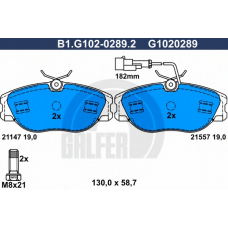 B1.G102-0289.2 GALFER Комплект тормозных колодок, дисковый тормоз