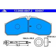 13.0460-4847.2 ATE Комплект тормозных колодок, дисковый тормоз
