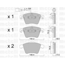 22-0552-1 METELLI Комплект тормозных колодок, дисковый тормоз