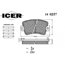 180257 ICER Комплект тормозных колодок, дисковый тормоз