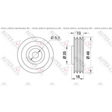 654244 AUTEX Паразитный / ведущий ролик, поликлиновой ремень