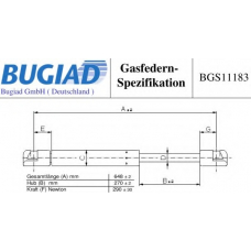 BGS11183 BUGIAD Газовая пружина, капот