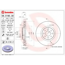 09.5180.31 BREMBO Тормозной диск