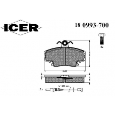 180993-700 ICER Комплект тормозных колодок, дисковый тормоз