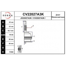 CV22027A3K EAI Шарнирный комплект, приводной вал