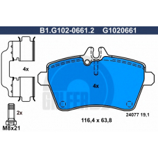 B1.G102-0661.2 GALFER Комплект тормозных колодок, дисковый тормоз