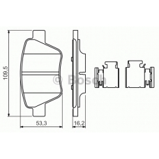 0 986 494 643 BOSCH Комплект тормозных колодок, дисковый тормоз