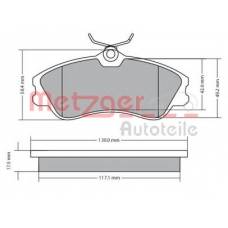 1170377 METZGER Комплект тормозных колодок, дисковый тормоз