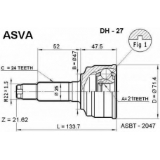 DH-27 ASVA Шарнирный комплект, приводной вал