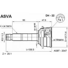 DH-22 ASVA Шарнирный комплект, приводной вал