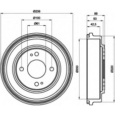 8DT 355 301-981 HELLA Тормозной барабан