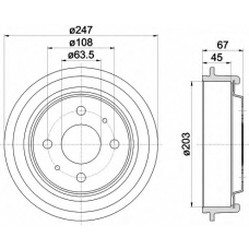 8DT 355 300-101 HELLA Тормозной барабан