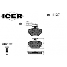 181127 ICER Комплект тормозных колодок, дисковый тормоз