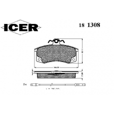 181308 ICER Комплект тормозных колодок, дисковый тормоз