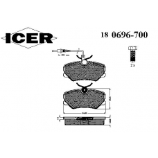 180696-700 ICER Комплект тормозных колодок, дисковый тормоз
