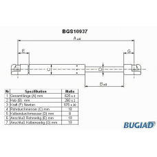 BGS10937 BUGIAD Газовая пружина, крышка багажник