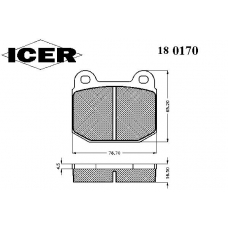 180170 ICER Комплект тормозных колодок, дисковый тормоз