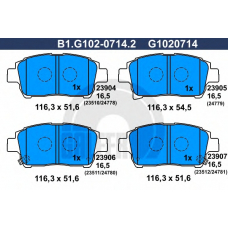 B1.G102-0714.2 GALFER Комплект тормозных колодок, дисковый тормоз