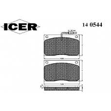 140544 ICER Комплект тормозных колодок, дисковый тормоз