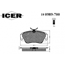 180989-700 ICER Комплект тормозных колодок, дисковый тормоз