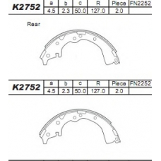 K2752 ASIMCO Комплект тормозных колодок
