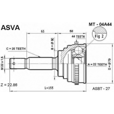 MT-04A44 ASVA Шарнирный комплект, приводной вал