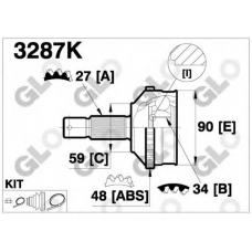 3287K GLO Шарнирный комплект, приводной вал