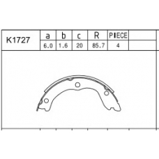 K1727 ASIMCO Комплект тормозных колодок, стояночная тормозная с