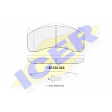 151638-066 ICER Комплект тормозных колодок, дисковый тормоз