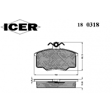 180318 ICER Комплект тормозных колодок, дисковый тормоз