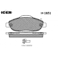 181851 ICER Комплект тормозных колодок, дисковый тормоз