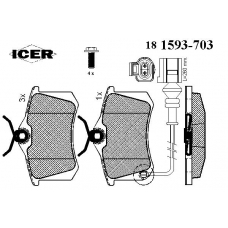 181593-703 ICER Комплект тормозных колодок, дисковый тормоз