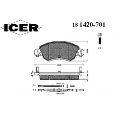 181420-701 ICER Комплект тормозных колодок, дисковый тормоз