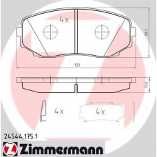 24544.175.1 ZIMMERMANN Комплект тормозных колодок, дисковый тормоз
